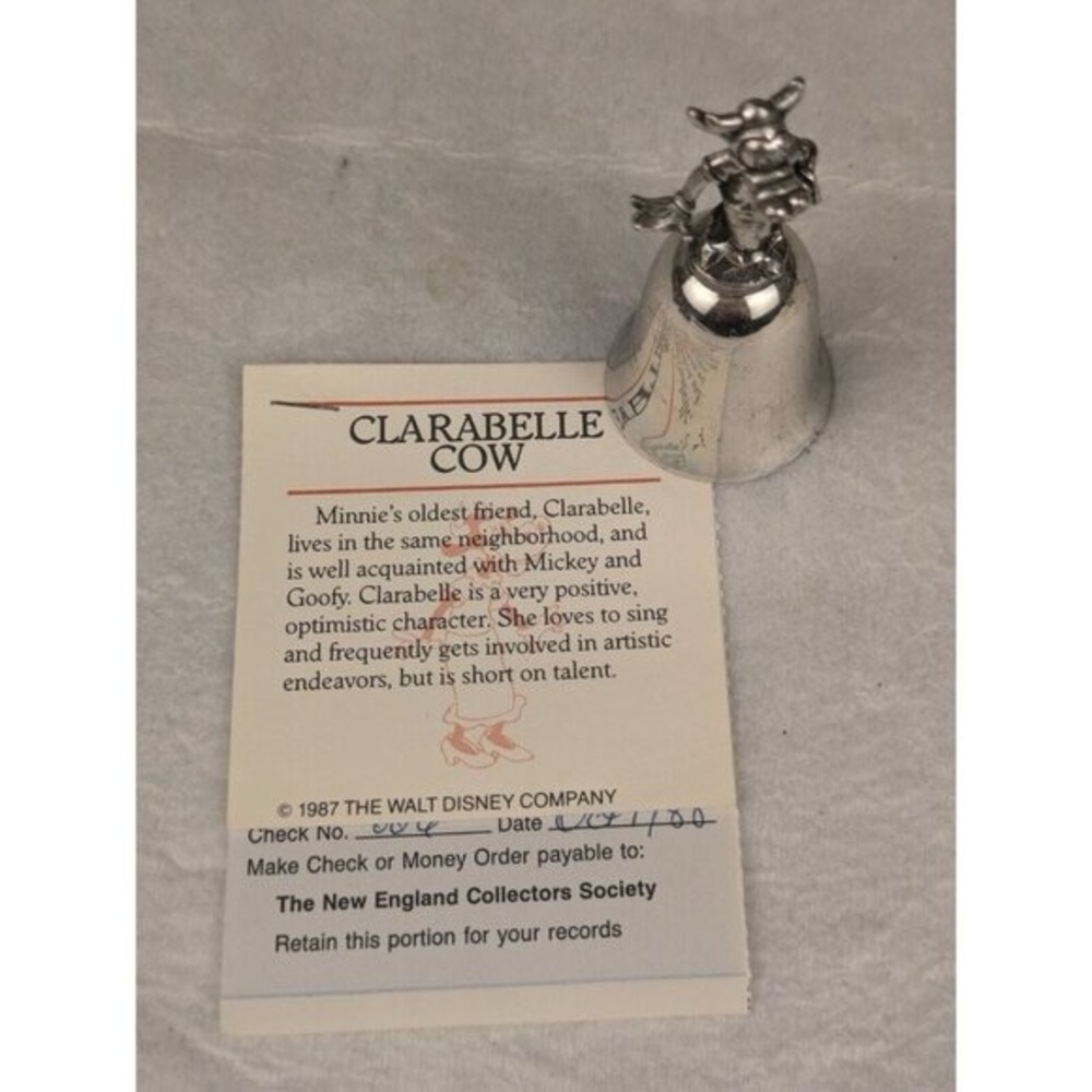 New England Collector's Society Silver Plated  Disney Bell Clarabelle Cow